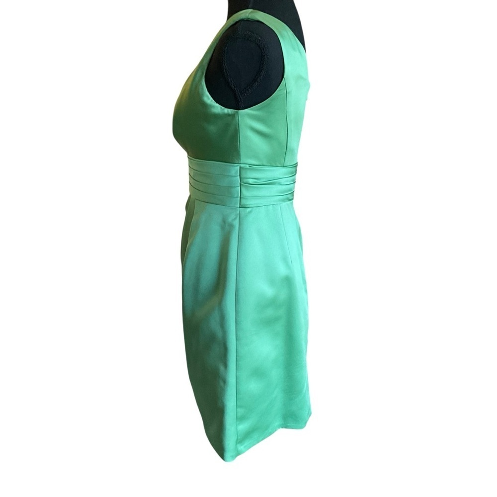 David's Bridal One-Shoulder Sage Green Cocktail Dress - Picture 4 of 9